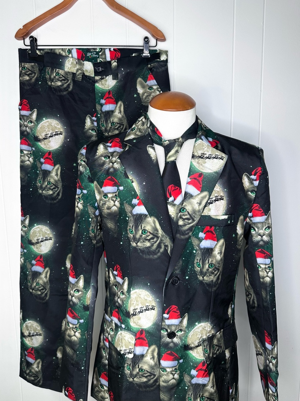 Life of the Party Cat Christmas Suit LED Lights